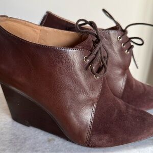Nine West Brown Leather and Suede Wedges